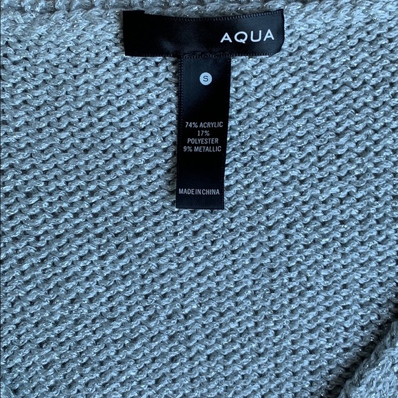 Aqua Silver Grey Metallic Holiday V- Neck Sweater - Picture 3 of 5